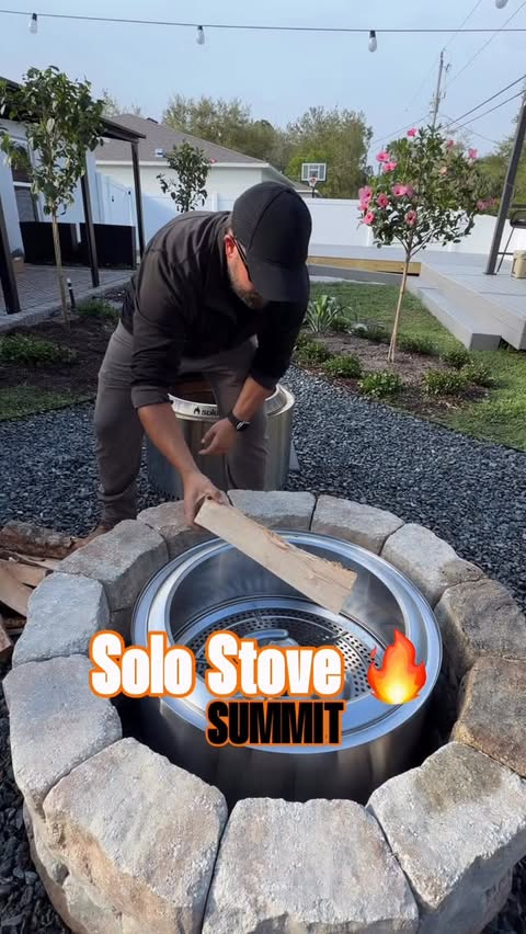 Instagram post by @homewithmike_ for Solo Stove. Caption reads: [...] new Summit 27 smokeless fire pit from....