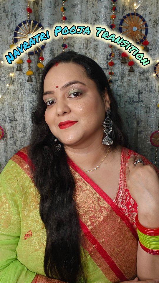 Instagram post by @stunning_beautybliss for MyGlamm. Caption reads: Navratri Pooja Makeup Tutorial step by step....