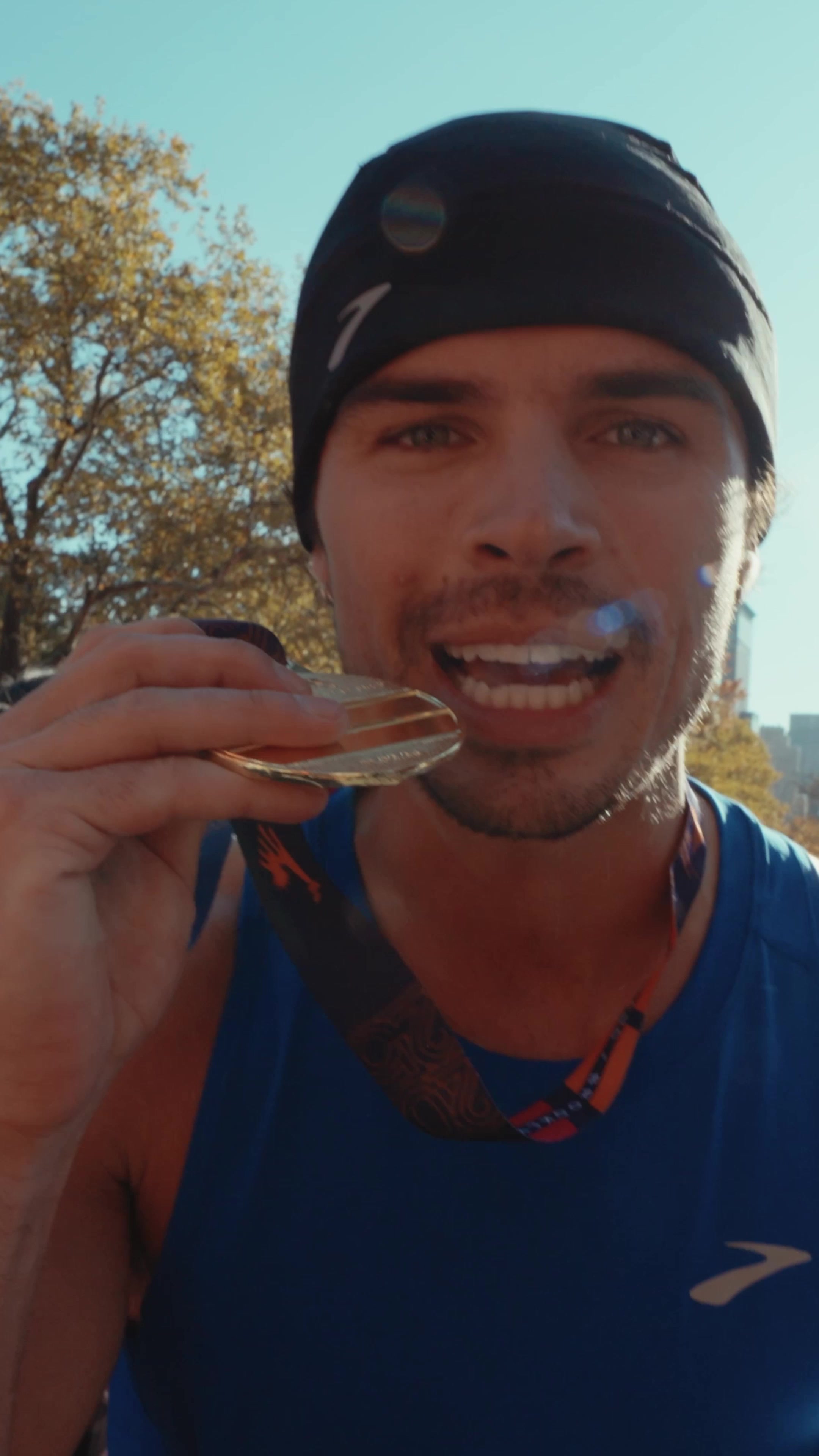 TikTok post by @nicolasvans for Brooks Running. Caption reads: Mental strength + @Brooks Running = finish line....