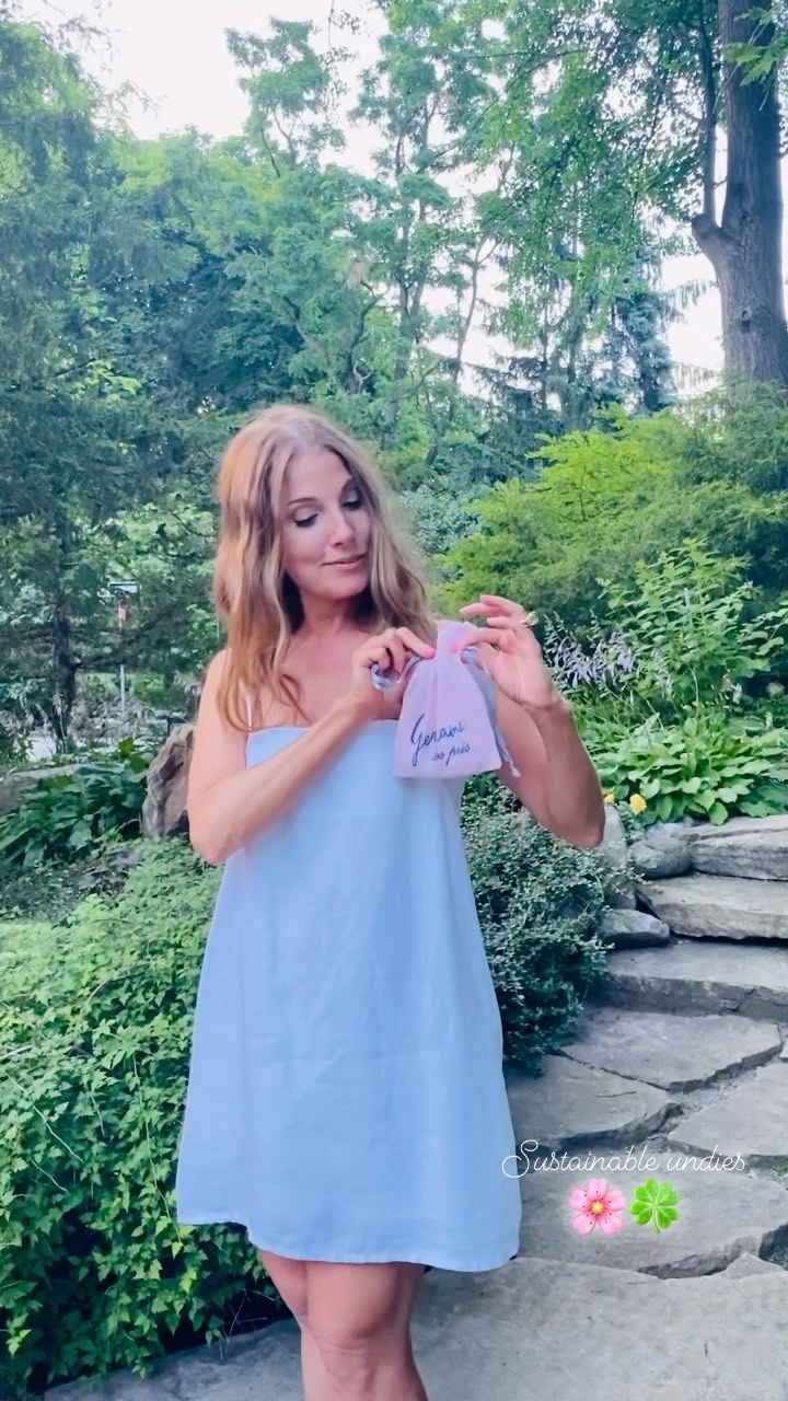 Instagram post by @suzwexler for Girlfriend Collective. Caption reads: Lol sustainble undies are a terrific plan.. so are....