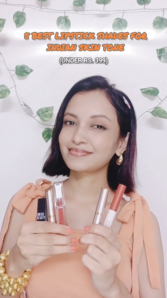 Instagram post by @shital_chitte_official for Swiss Beauty Cosmetic. Caption reads: I finally found 5 Swiss Beauty lipsticks that....