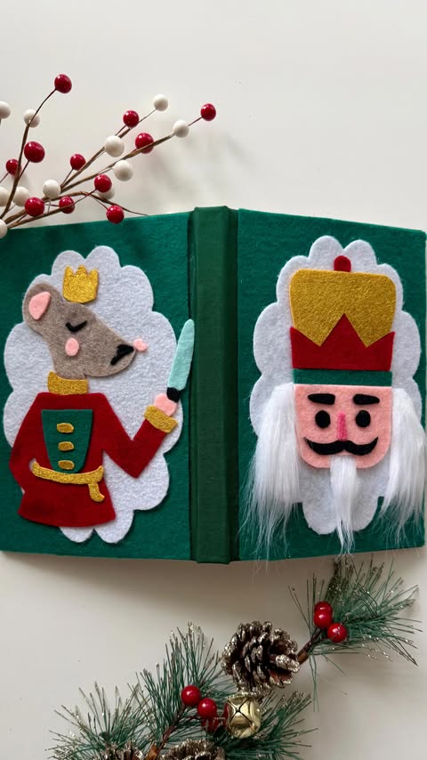Instagram post by @thatsmybookshelf for Michaels Stores. Caption reads: Rebinding a holiday favorite with a festive felt....