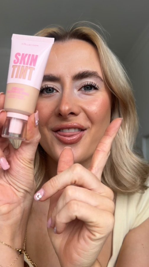 Instagram post by @ccaitmurphy for Collection Cosmetics. Caption reads: My secret to the GLOWIEST base (+SPF 40) & The....