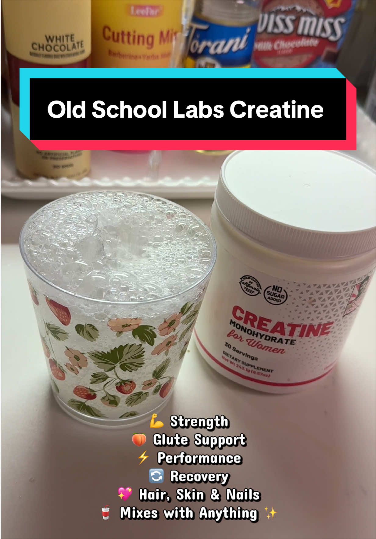 TikTok post by @lifeewithra for Old School Labs. Caption reads: [...] so I can mix it into any drink. @Old School....