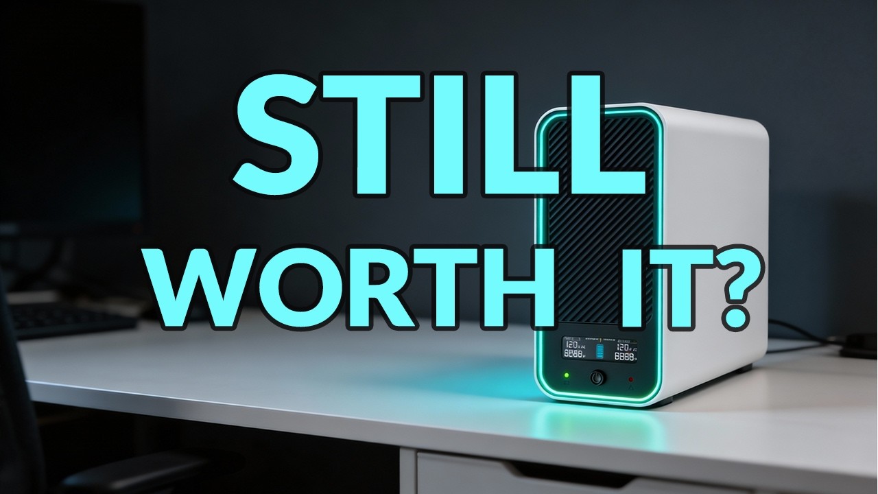 YouTube post by @AlienTech42 for vidIQ. Caption reads: GoldenMate UPS After 1 Year — Still Worth It?....