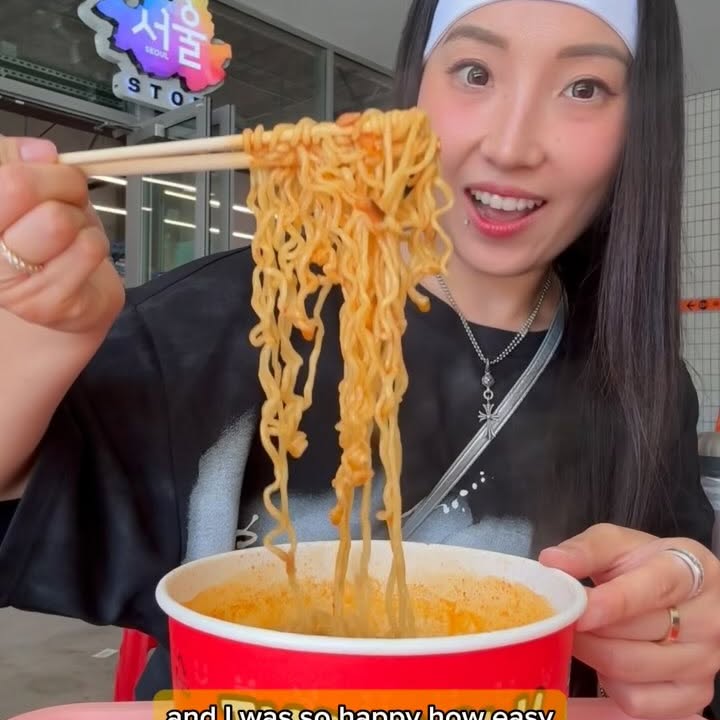 Instagram post by @withskyee for Nongshim USA. Caption reads: 👀 When I entered @Seoul_Stop I really thought I....