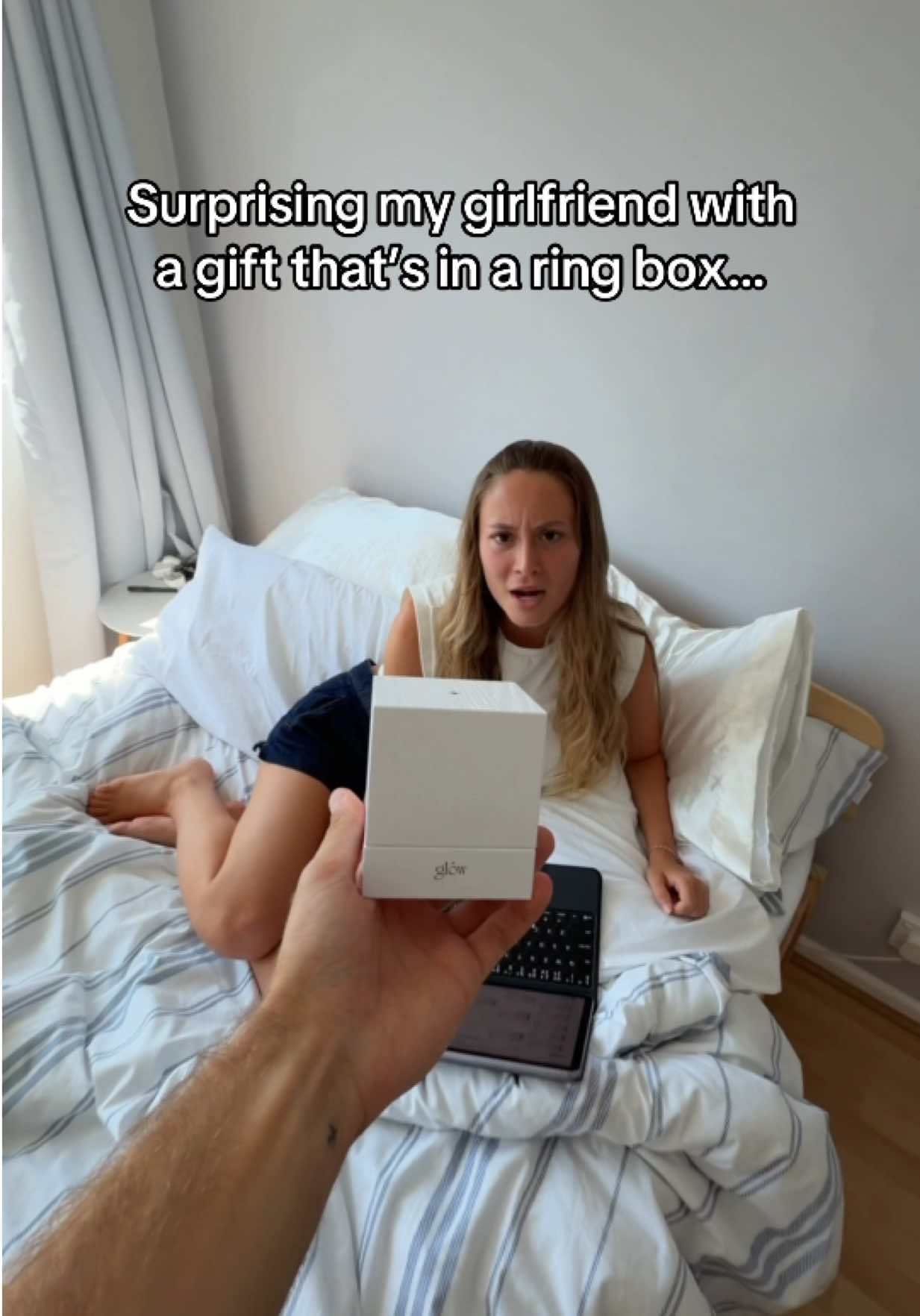 TikTok post by @bradandmill for Glow Is Here. Caption reads: I think she’d rather have this gift than a ring 😆....