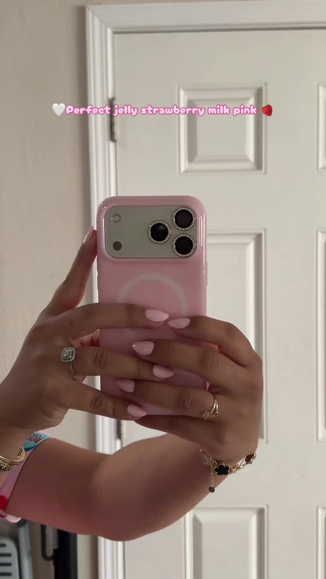 TikTok post by @iveet16_ for VELVET CAVIAR. Caption reads: A must have 🍓🤍🤌🏼 #velvetcaviar #cutephonecases....