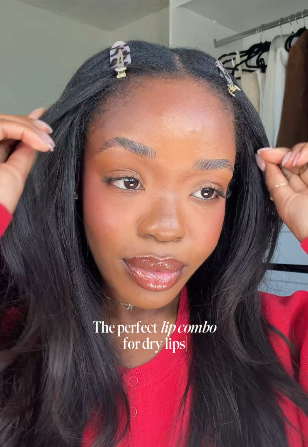 TikTok post by @tanicha_rose for Burt's Bees. Caption reads: #ad New winter lip combo unlocked👏🏾🧊🍦@Burt's....