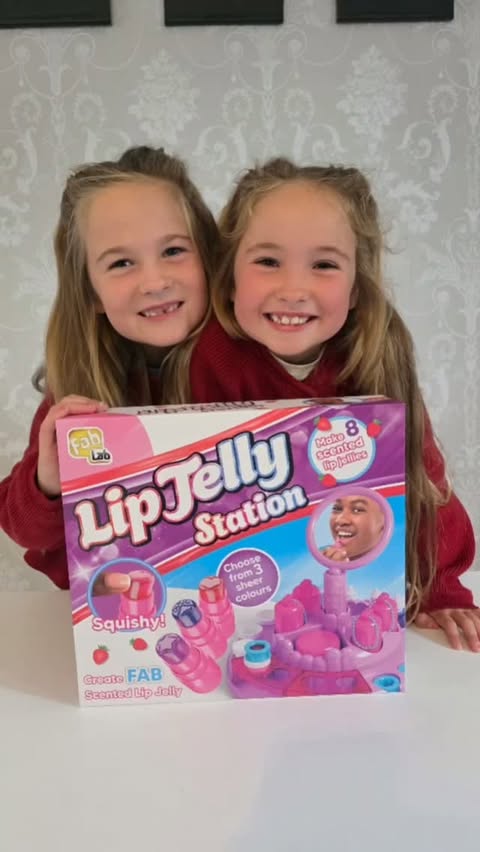 Instagram post by @trot_on_twins for Vivid Toy Group. Caption reads: AD | We made our own LIP JELLIES! 💋✨ Mix it. Make....