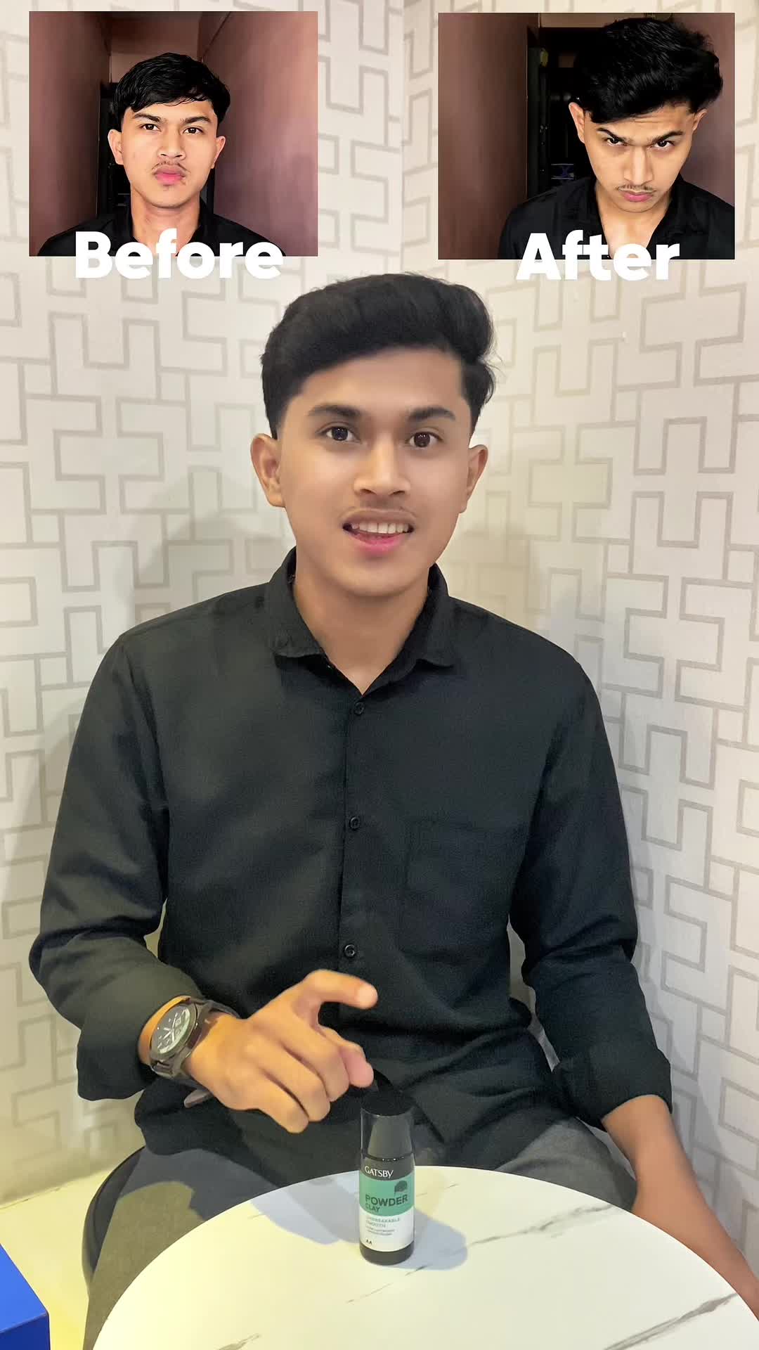 TikTok post by @rizkiabdylla for GATSBY Indonesia. Caption reads: [...] berminyak dan rambut lepek —✨ @GATSBY....