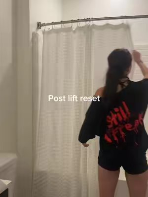 TikTok post by @itsmommakicks for Just Ingredients. Caption reads: my post-lift routine that gives me motivation to....