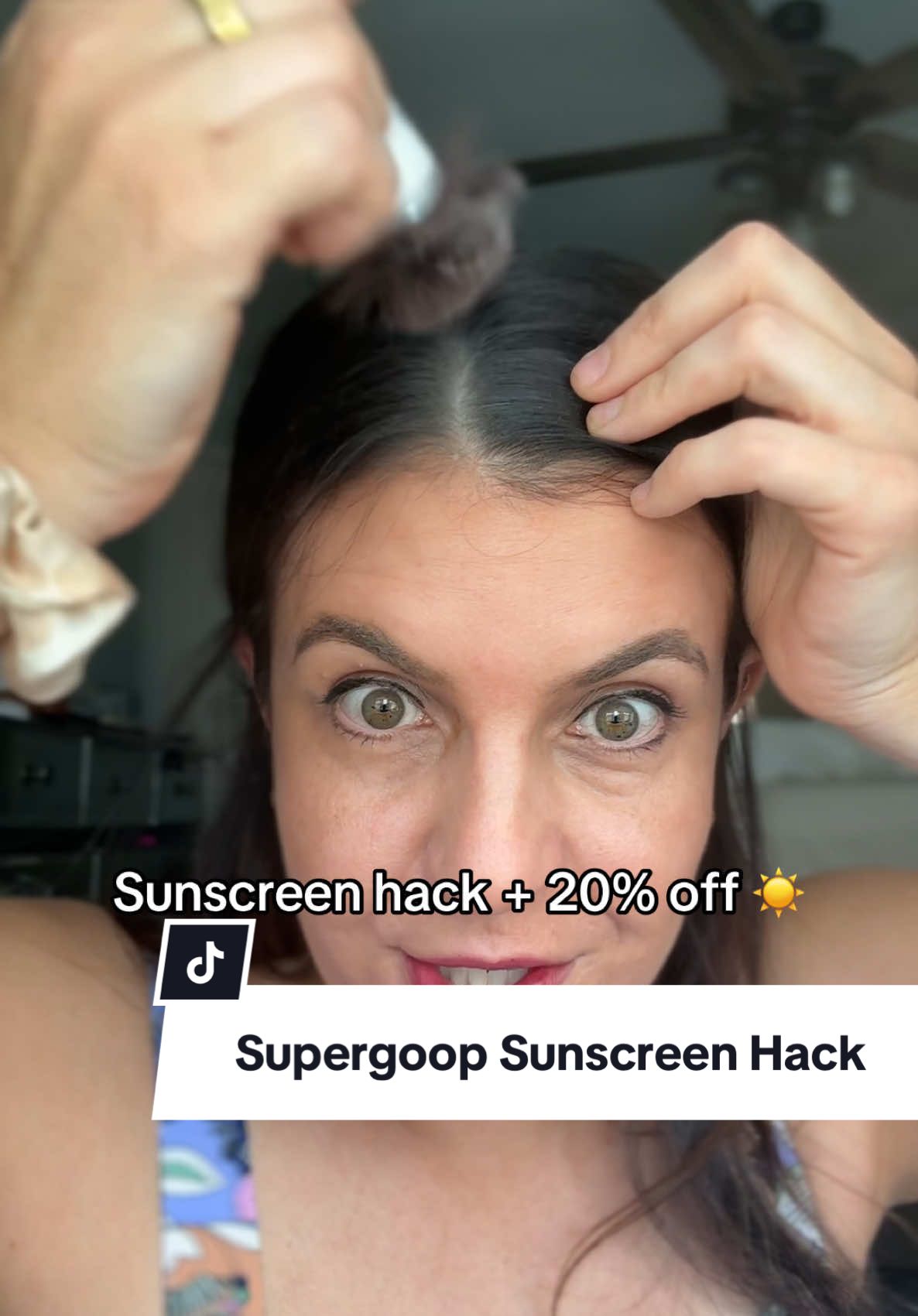 TikTok post by @theblissfulmomma for Supergoop. Caption reads: This SPF 330 powder from @Supergoop will last you....