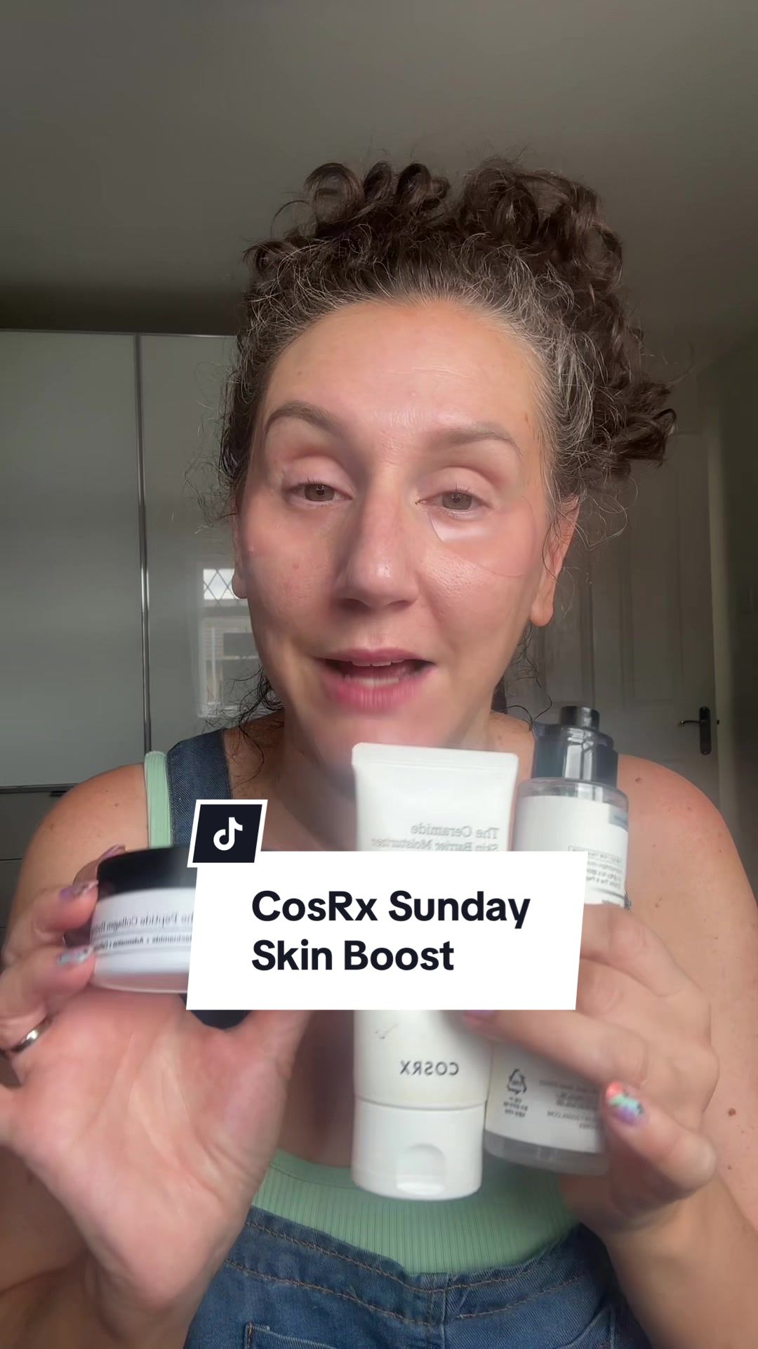 TikTok post by @makeupbykaty_angelidi for COSRX. Caption reads: Some fabulous deal drops from Cosrx today @COSRX....