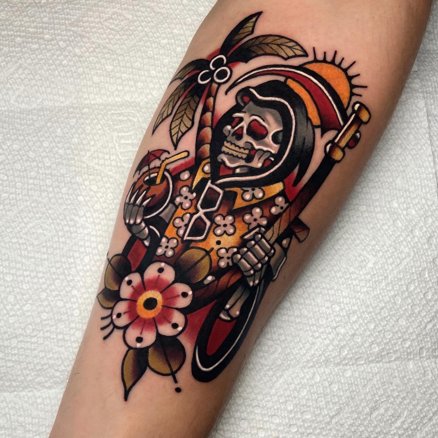 Instagram post by @sharon_skinart for Eternal Ink. Caption reads: Relax. #michigantattooartist #michigantattooers....