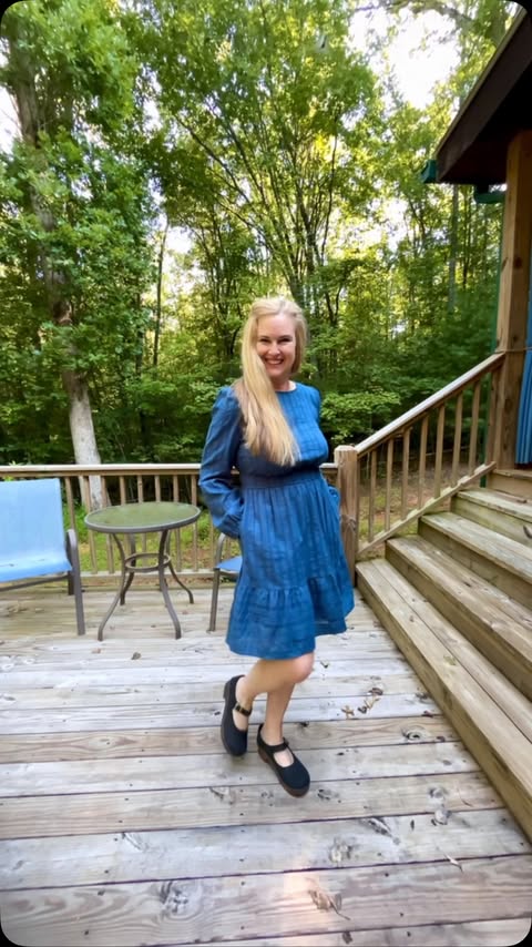 Instagram post by @yogathroughmenopause for Merokeety. Caption reads: [...] dress just landed! 🤎 This 100% cotton....