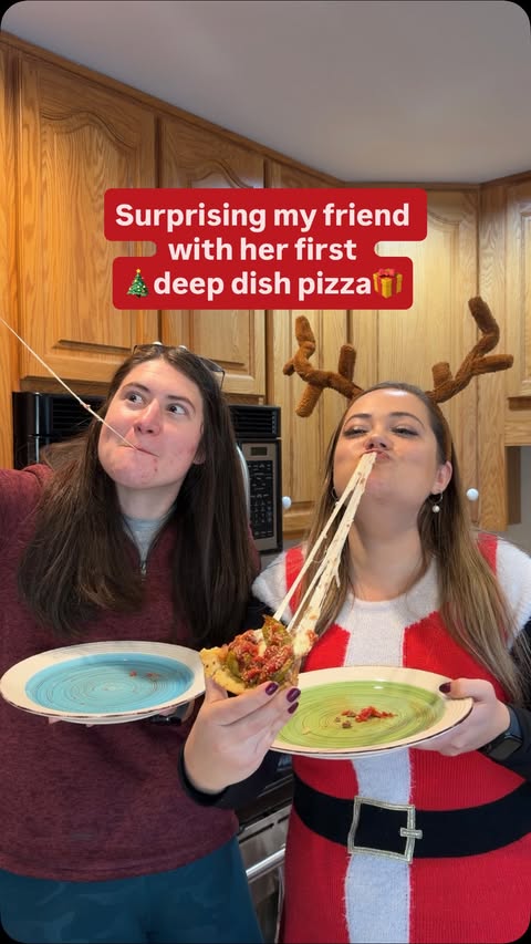 Instagram post by @yourpalcharlotte for Lou Malnati's. Caption reads: AD| The holidays always make me super nostalgic.....