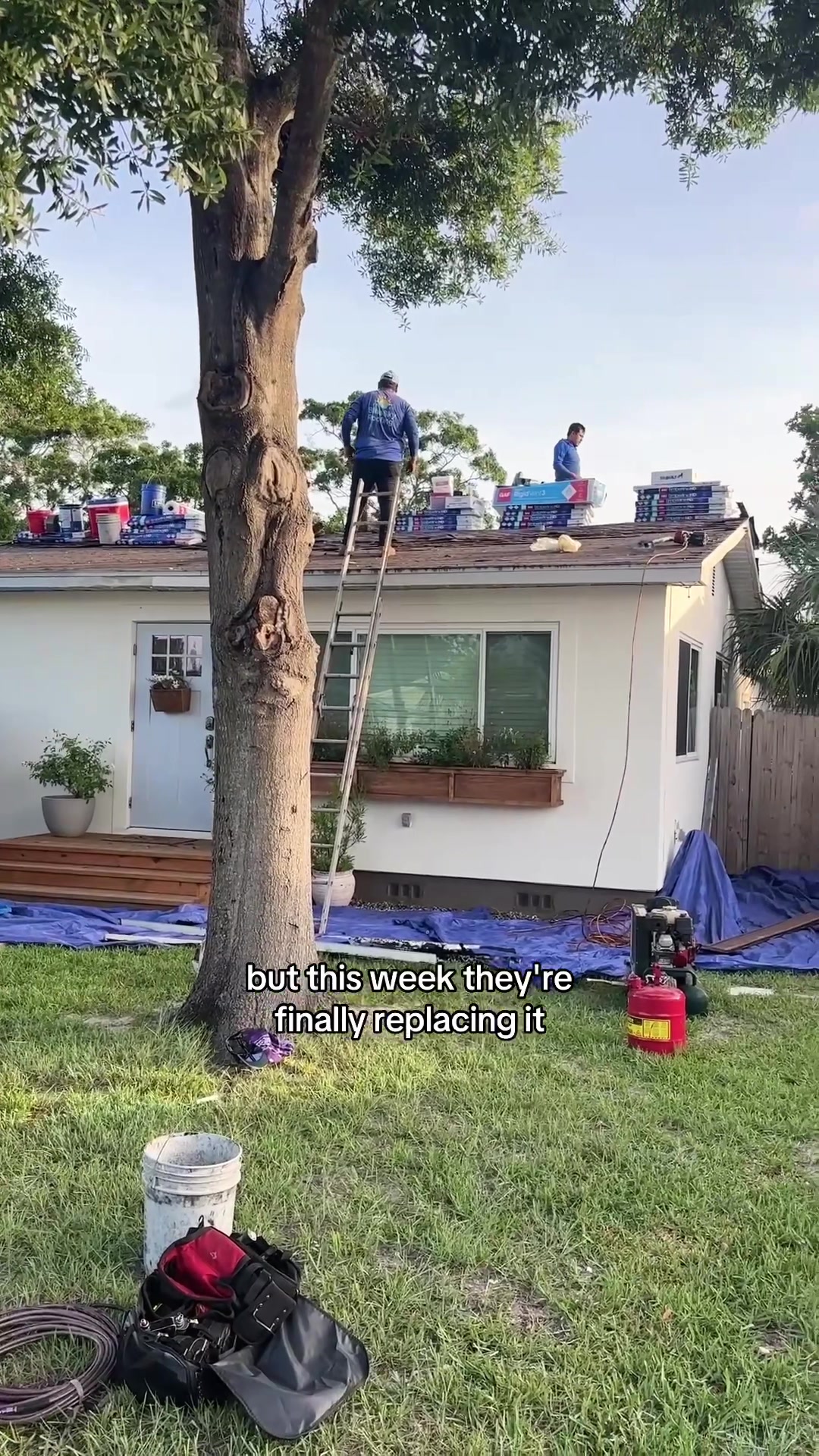 TikTok post by @johndolechek for SwitchBot. Caption reads: [...] our roof getting ripped off #ad #SwitchBot....