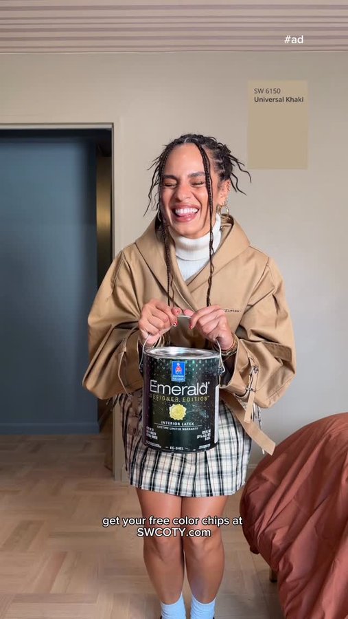 Instagram post by @chelseaasoflate for Sherwin-Williams. Caption reads: We’re finally at my favorite part - bringing color....