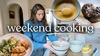 YouTube post by @christinesnotebook for Clean Simple Eats. Caption reads: A Slow Weekend at Home | Real Life Cooking for My....