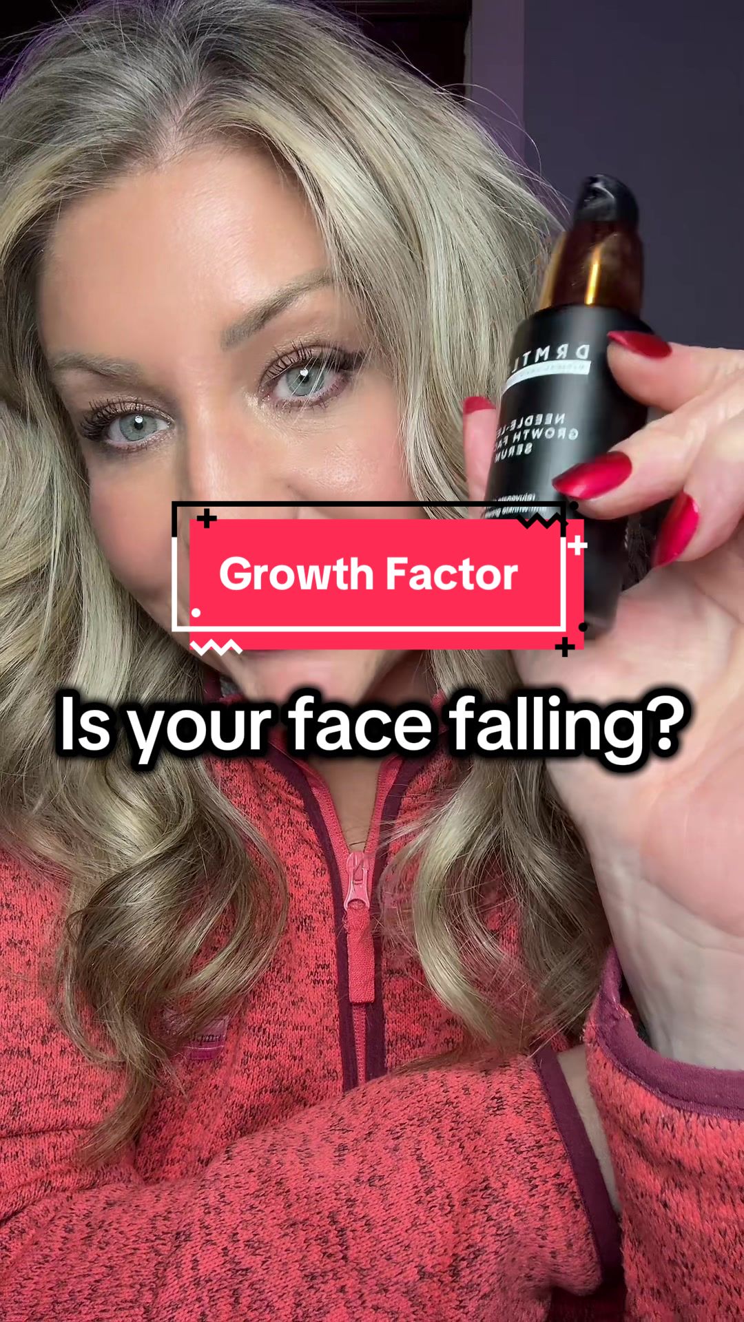 TikTok post by @christylong40 for DRMTLGY. Caption reads: [...] this growth factor serum! @DRMTLGY....