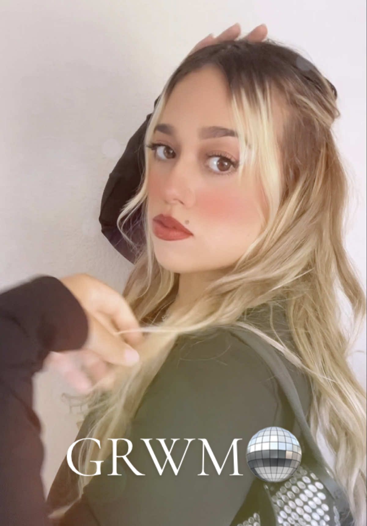 TikTok post by @andrealissette3 for NAKED SUNDAYS. Caption reads: #grwm using all new PR products 🪩 @Naked Sundays....