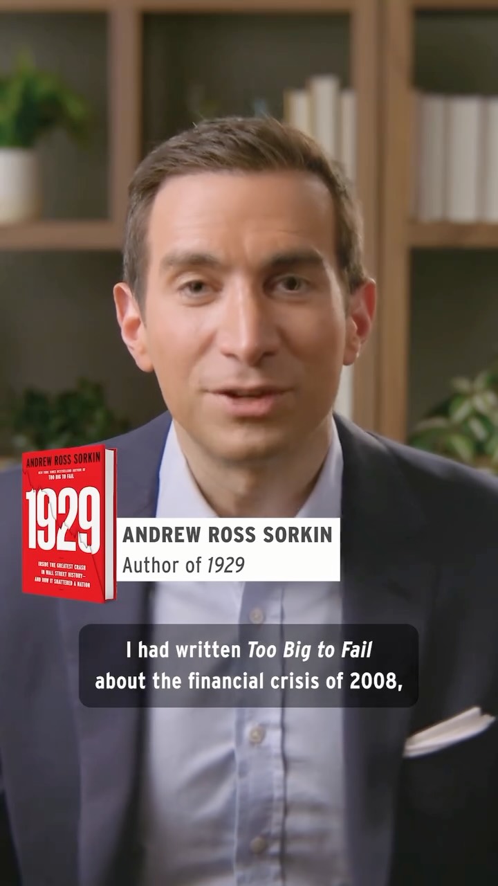 Instagram post by @sorkinsays for Viking Books. Caption reads: The journey of writing 1929. Link in bio to....