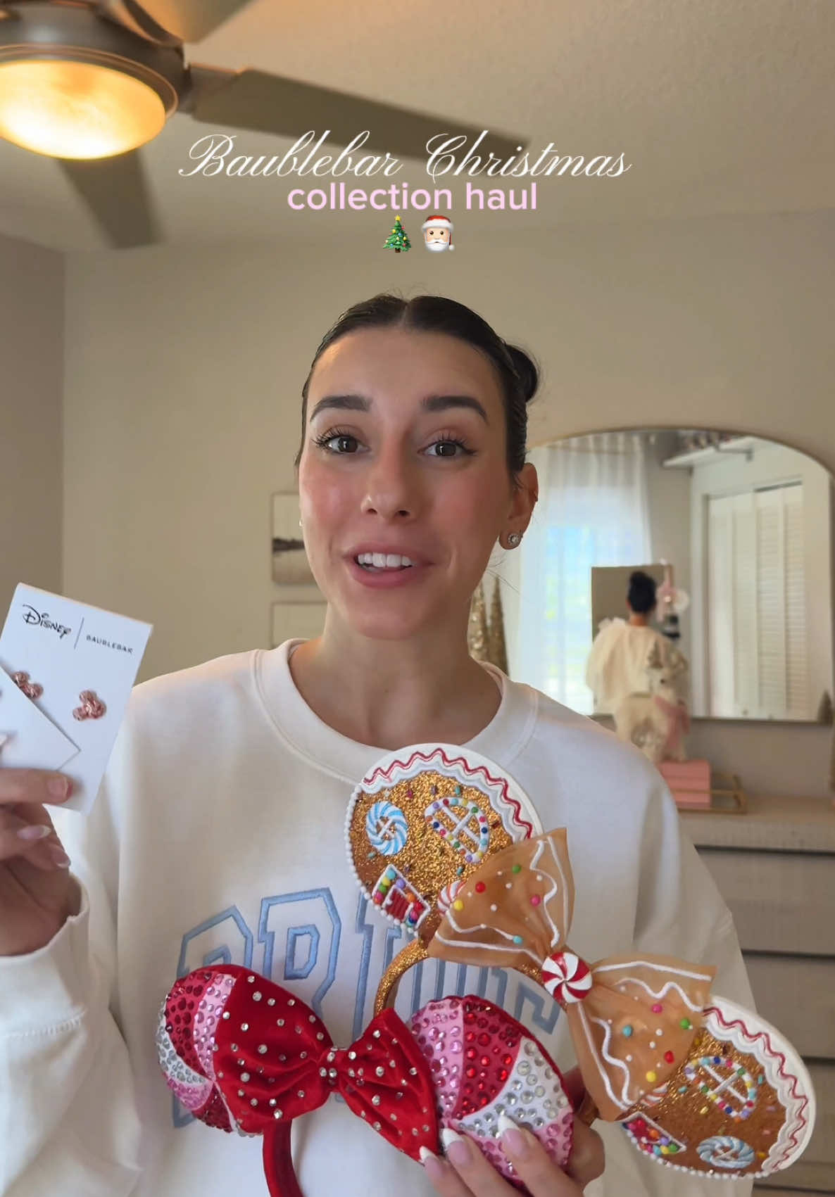 TikTok post by @ryleenicoleandrews for BaubleBar. Caption reads: @BaubleBar holiday collection haul!! 🌲🎅🏻🎁✨....