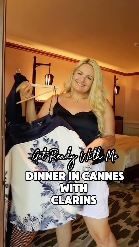 Instagram post by @stylemecurvy for Clarins. Caption reads: [...] with me for a night in Cannes with....