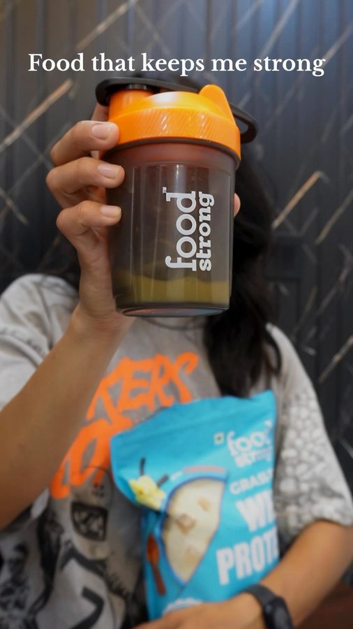 Instagram post by @imyadav_riya for foodstrong. Caption reads: From intense workouts to everyday health,....