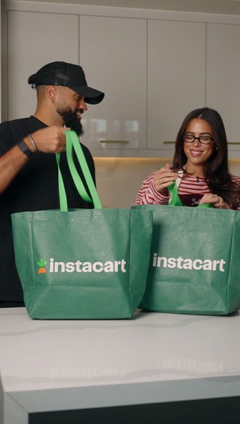 Instagram post by @jedtavernier for Instacart. Caption reads: turns out relationships and groceries have....