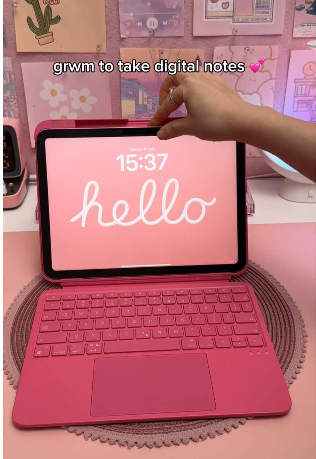 TikTok post by @happydownloads for Paperlike. Caption reads: grwm to take digital notes 💕 Using paperlike....