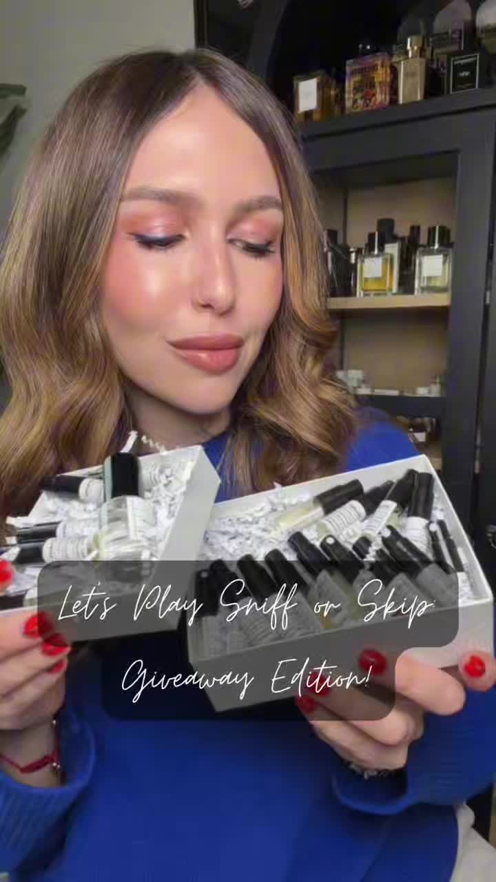 TikTok post by @smellwithelle for Scentsplit. Caption reads: Sniff or Skip is getting an upgrade! Thanks to the....