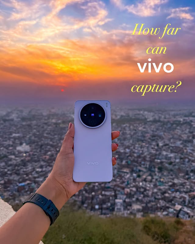 Instagram post by @poojabishtt_ for Vivo. Caption reads: I tried the telephoto camera on my vivo X200T,....