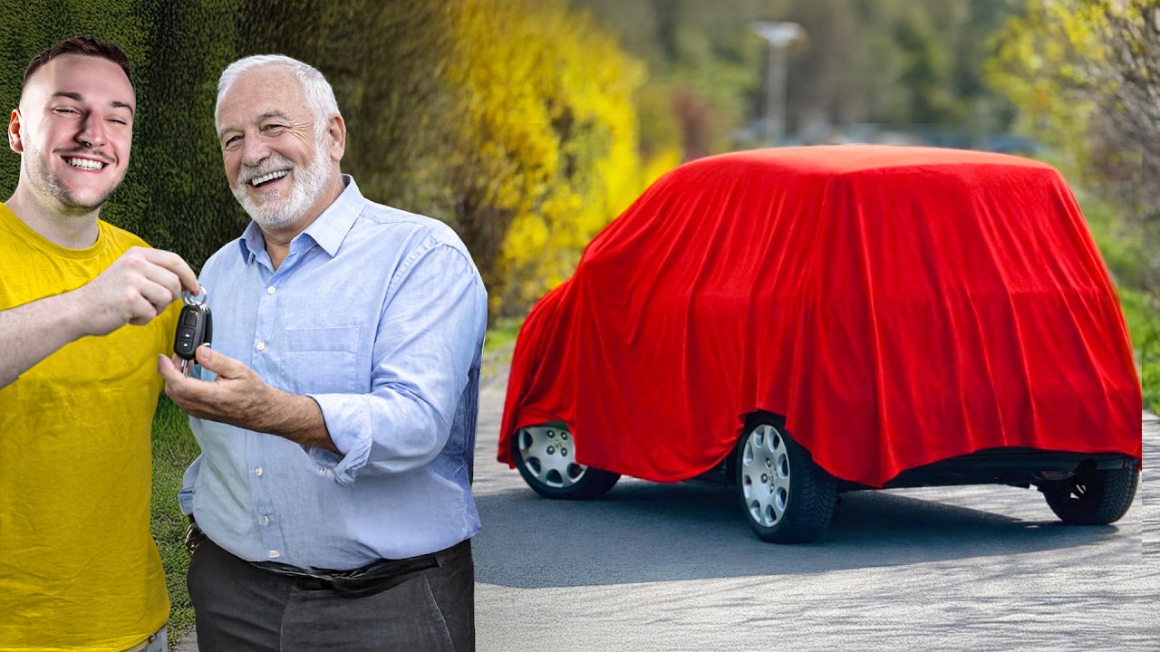 YouTube post by @Wheelwithit for Revolut. Caption reads: WE BOUGHT A NEW CAR FOR GRANDFATHER MATEUSZ!.