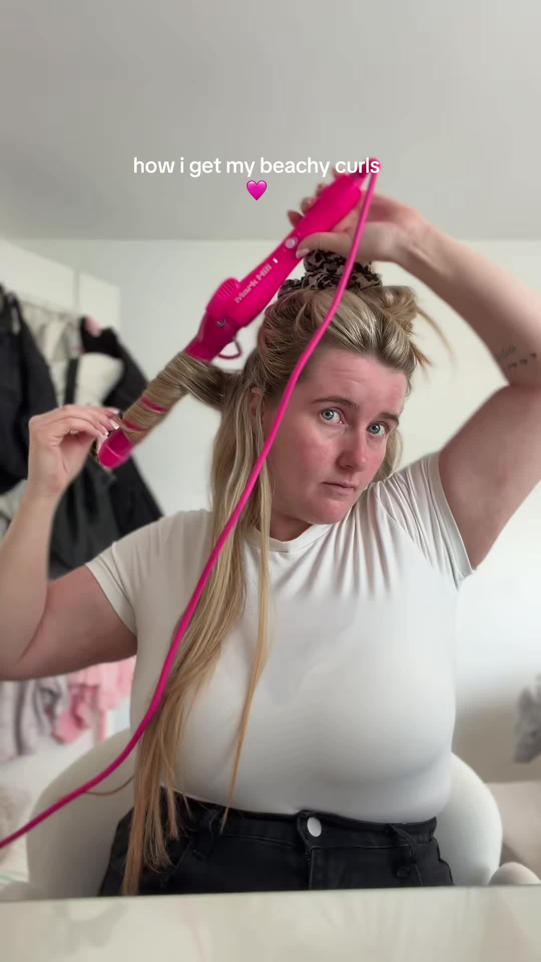 TikTok post by @mummadiaries__ for Mark Hill Hair. Caption reads: I absolutely love my @Mark Hill Hair curler 🩷....