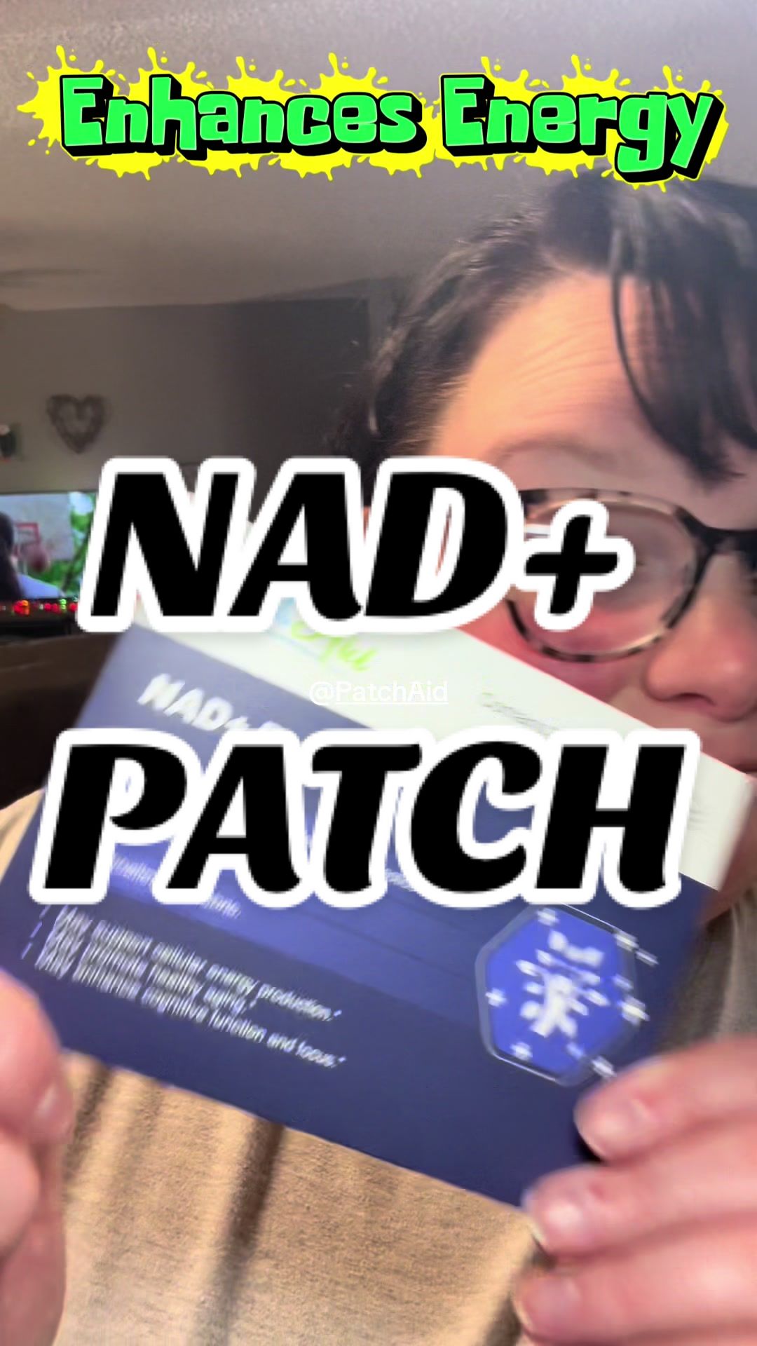 TikTok post by @holychaosmama17 for PatchAid. Caption reads: #nadplus #patch #NadPatch #Supplement....