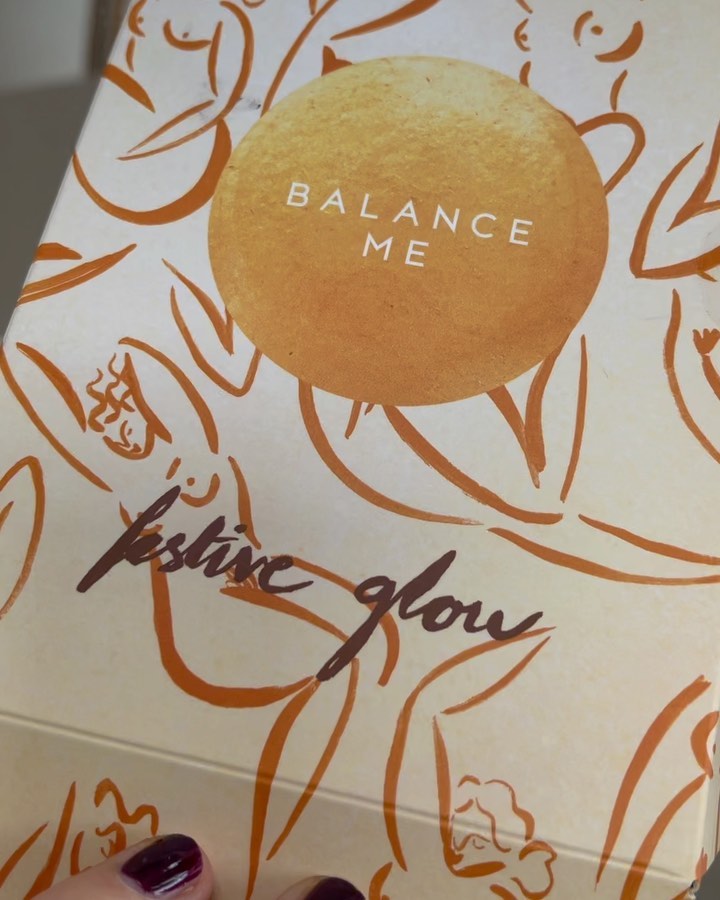 Instagram post by @mrsaddtobasket for Balance Me Natural Skincare. Caption reads: HOLIDAY SEASON - Festive Glow. Launching today....