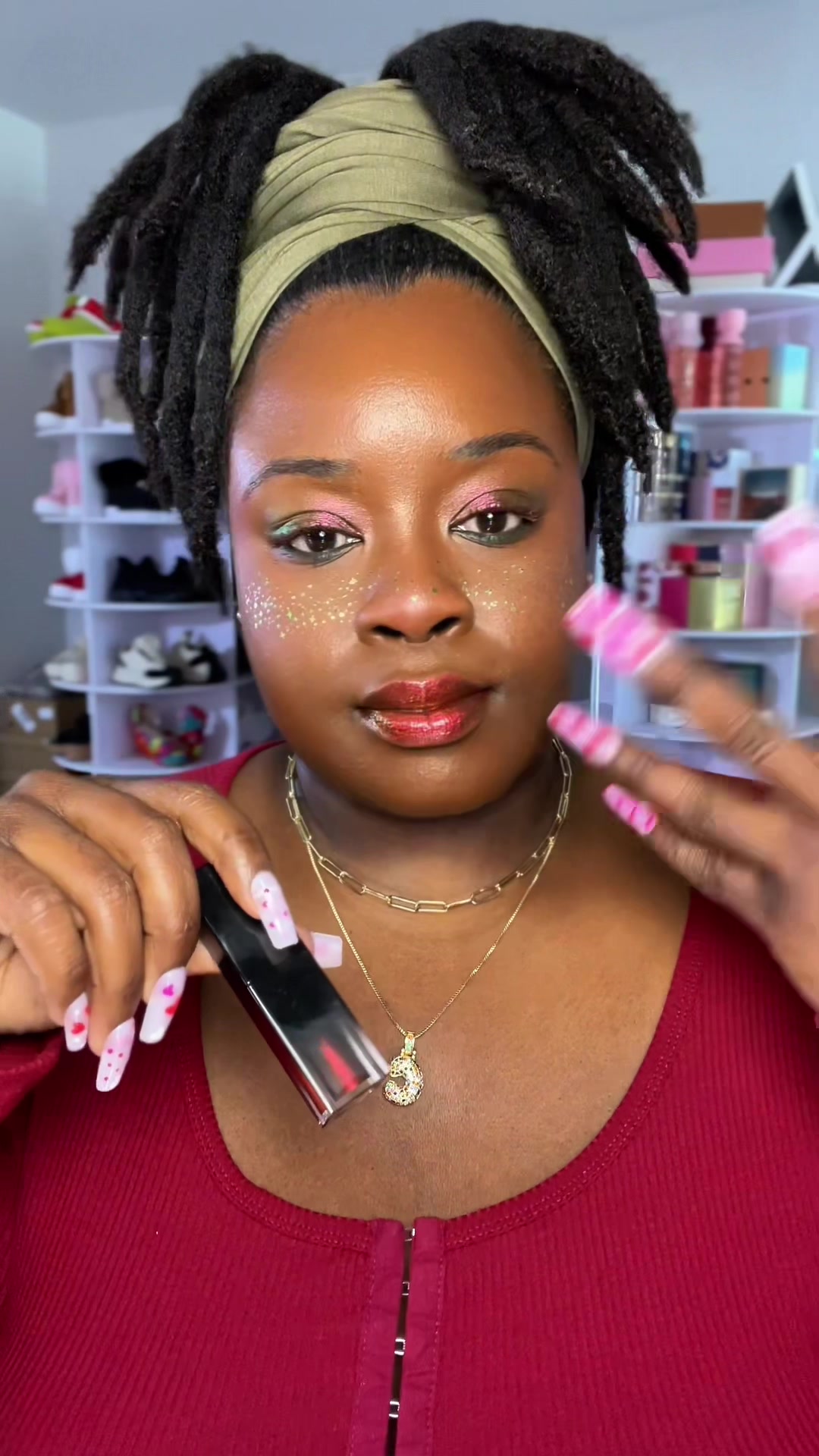 TikTok post by @_youraffiliatebestie for Adriana Nichole Cosmetics. Caption reads: This lip gloss cannot be real @Adriana Nichole....