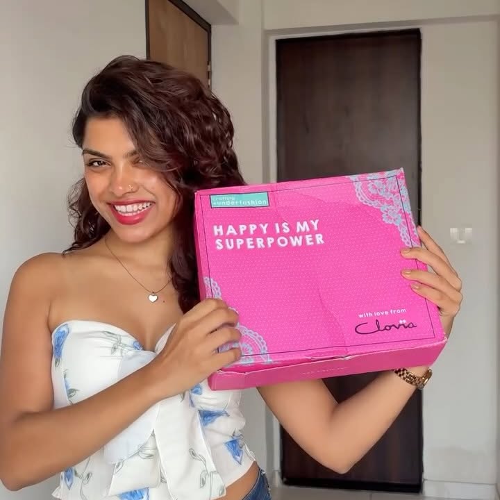 Instagram post by @lucy_pais for Clovia. Caption reads: Love these new innerwear from Clovia! 🖤....