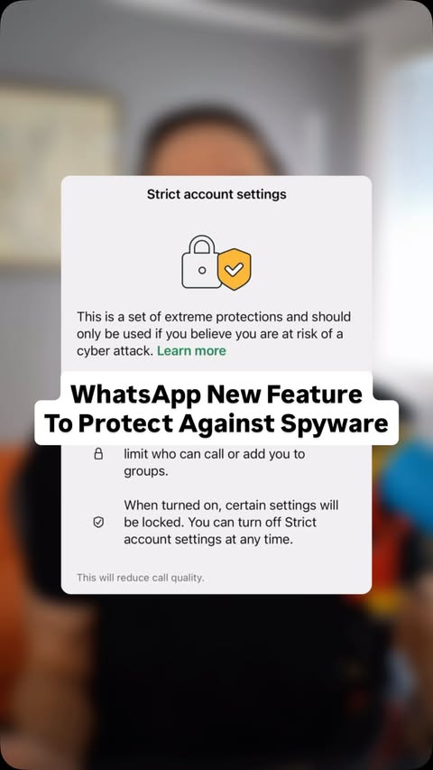 Instagram post by @thedylanschmidt for WhatsApp. Caption reads: WhatsApp just released a new security feature....
