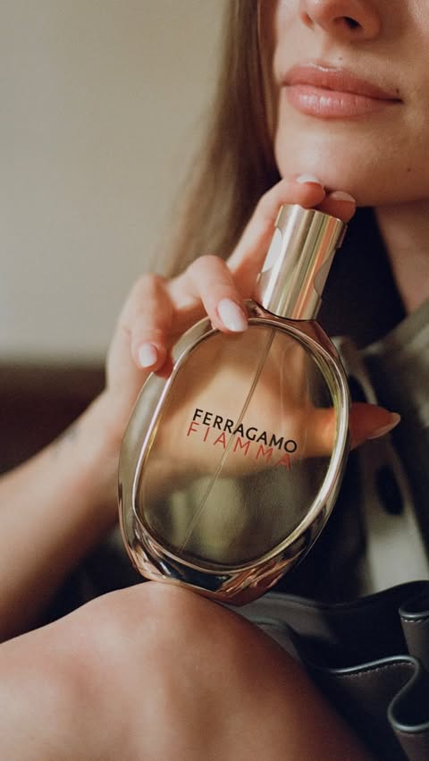 Instagram post by @madisonamateau for FERRAGAMO. Caption reads: FIAMMA @ferragamo at Nordstrom #ferragamoparfums....