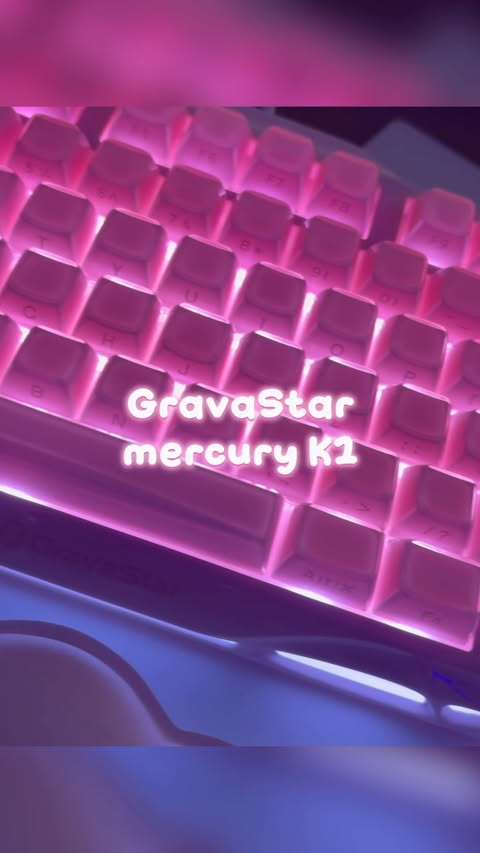Instagram post by @yklaurx for GravaStar. Caption reads: GravaStar mercury K1 keyboard! Make sure to use....