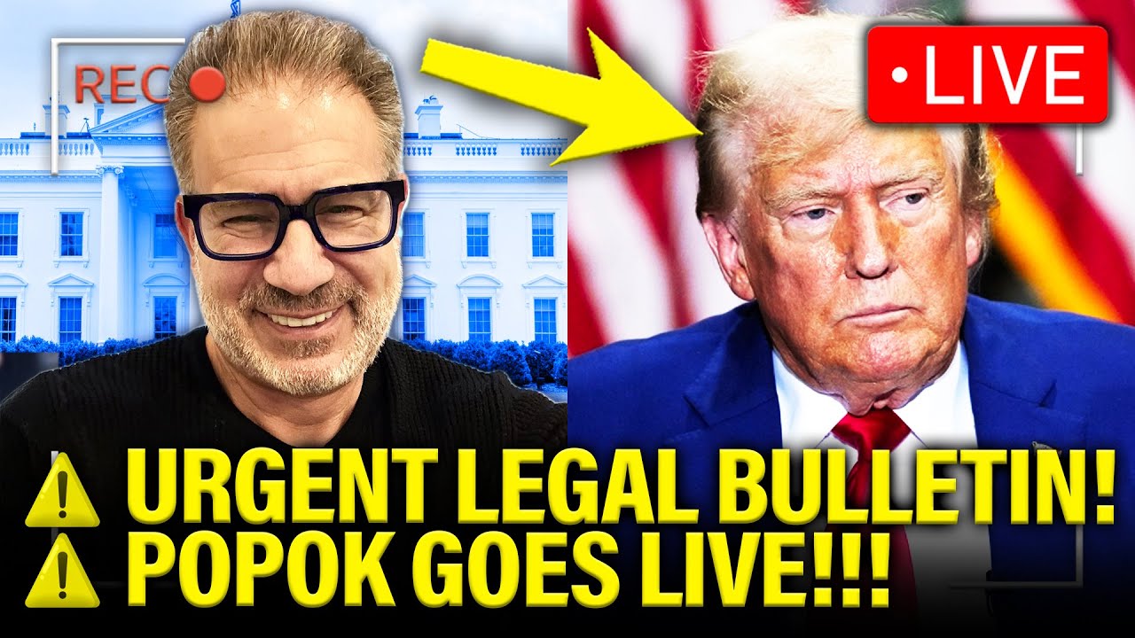 YouTube post by @MeidasTouch for Mack Weldon. Caption reads: LIVE: Popok Gives URGENT LEGAL UPDATE.