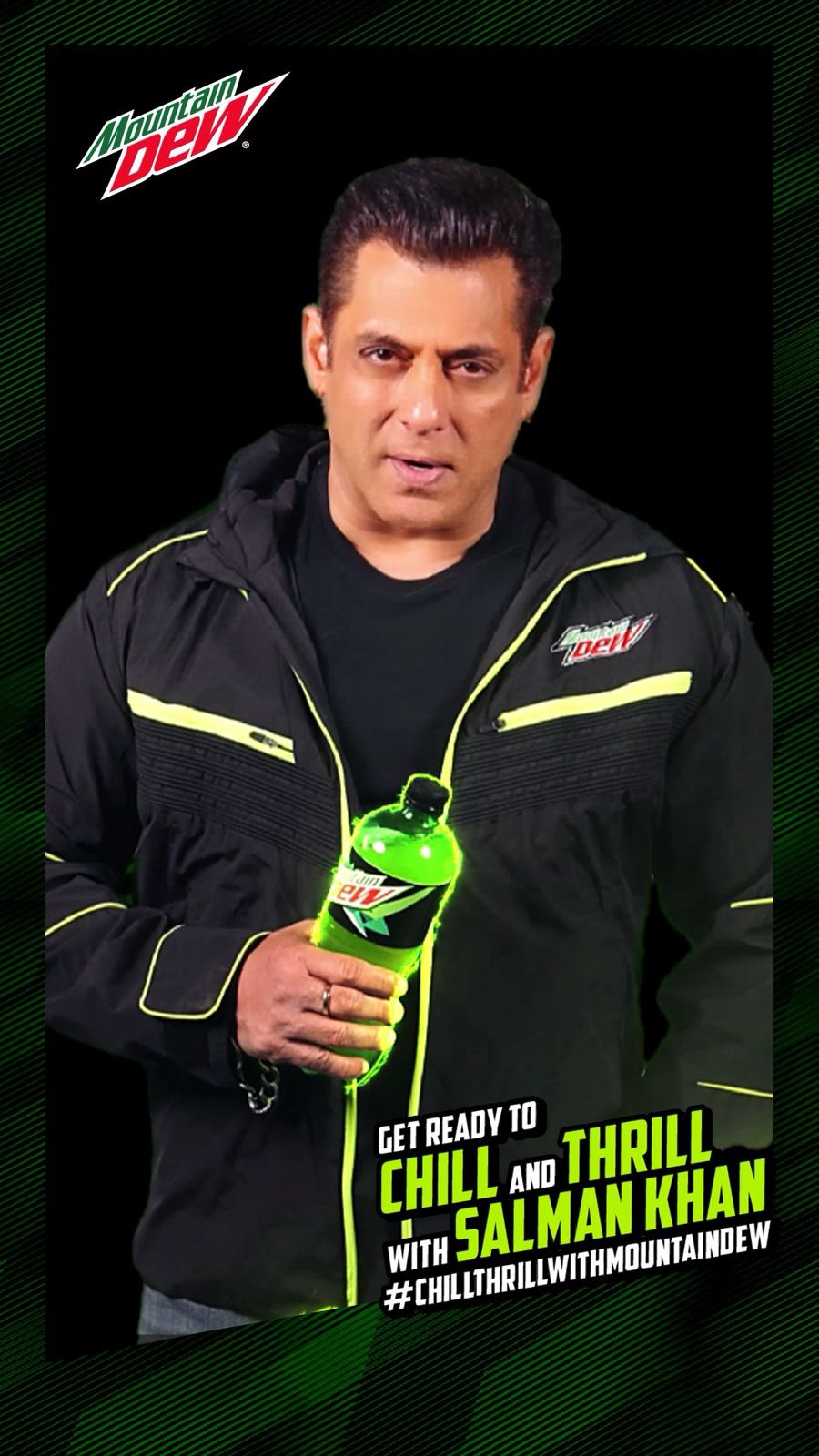 Instagram post by @beingsalmankhan for Mountain Dew. Caption reads: Ab chill bhi hoga aur thrill bhi, kyunki aa gaya....