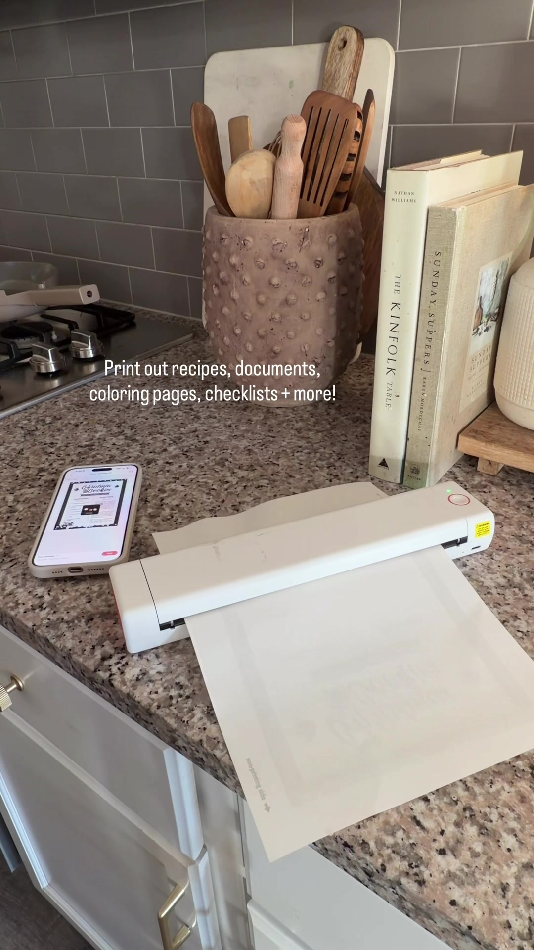TikTok post by @myblessedhome for Phomemo. Caption reads: [...] printer! Linking in bio! #phomemo....