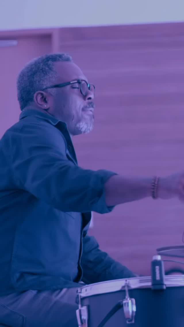 Instagram post by @ezramasch for EVANS Drumheads. Caption reads: #tbt 5.17.25 at the Virginia Museum of Fine Arts....