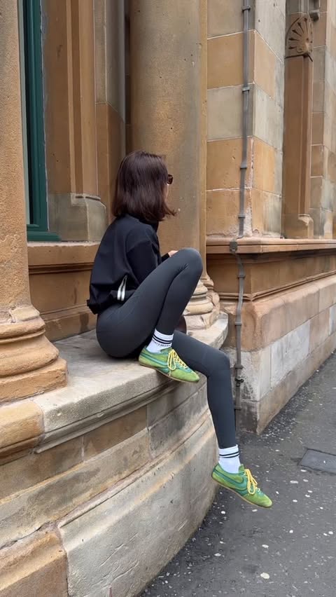 Instagram post by @smythsisters for Sweaty Betty. Caption reads: [...] a quick coffee on my way home. The....