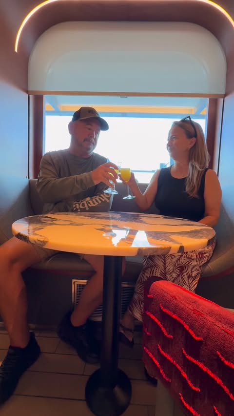 Instagram post by @gills_on_wheels for Virgin Voyages. Caption reads: #ad Okay, who is with us on this one? A frozen....