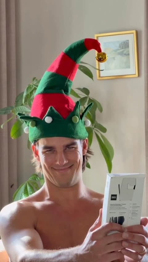 Instagram post by @abigail_erb for SAXX Underwear. Caption reads: Apparently all he needed was @saxxunderwear....